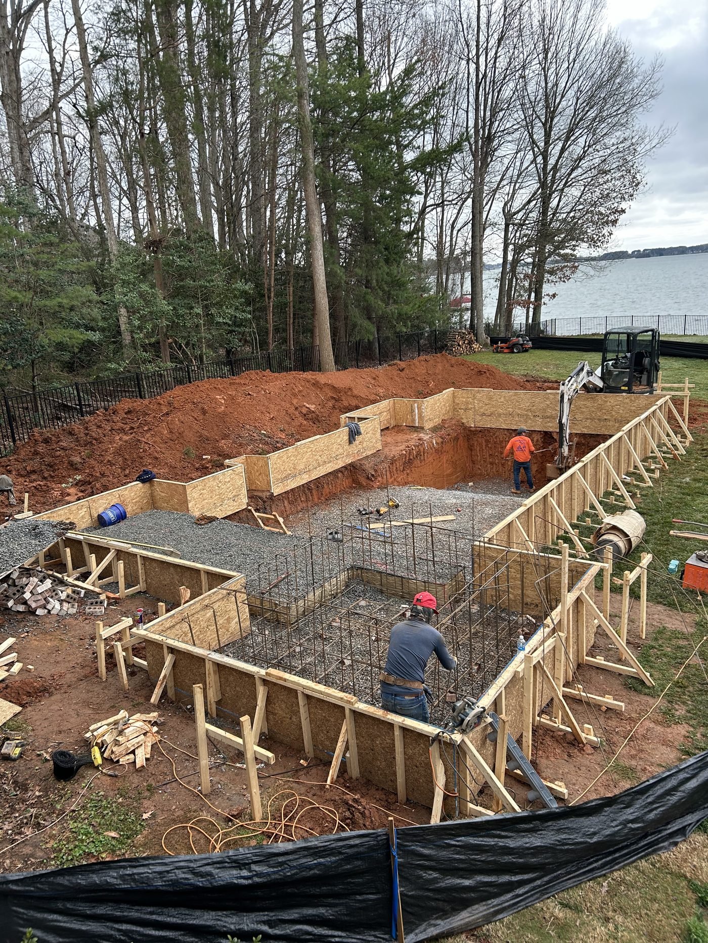 Steel rebar and wood framing